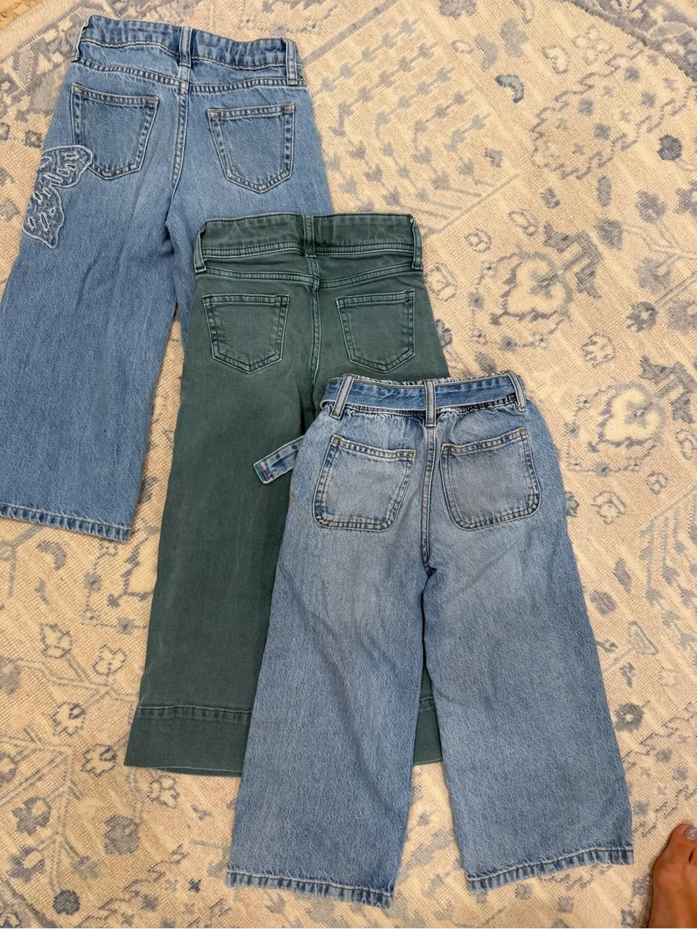 GAP Green Wide-Leg Kids Jeans with Denim Pairing